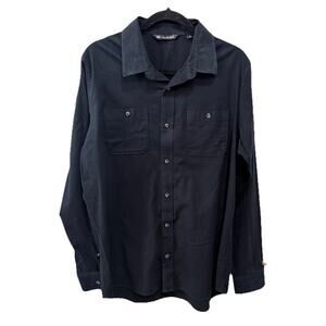 TravisMathew Cloud Flannel Shirt Mens Large Black Button Up Long Sleeve Stretch